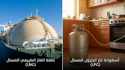 الفرق بين الغاز الطبيعي المُسال وغاز الإسطوانات المنزلية المُسال