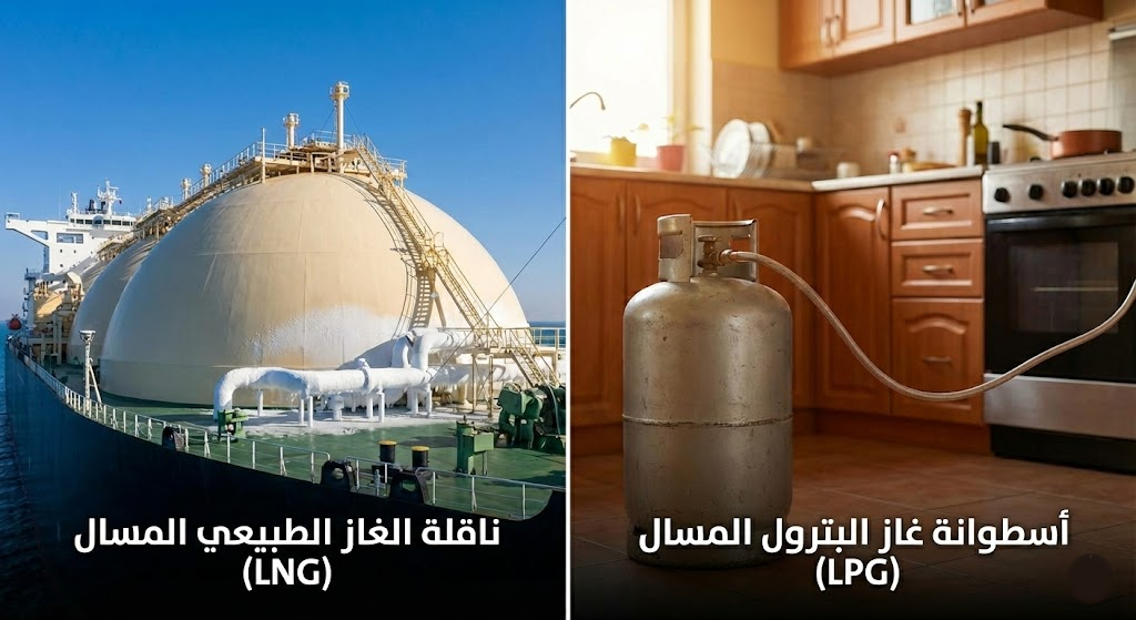الفرق بين الغاز الطبيعي المُسال وغاز الإسطوانات المنزلية المُسال