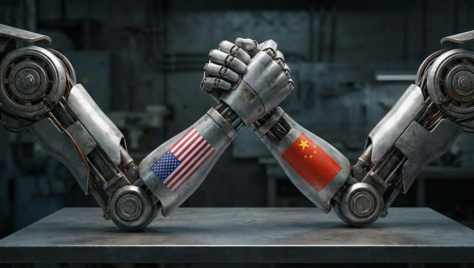 رسم توضيحي للمنافسة بين أمريكا والصين في الذكاء الاصطناعي