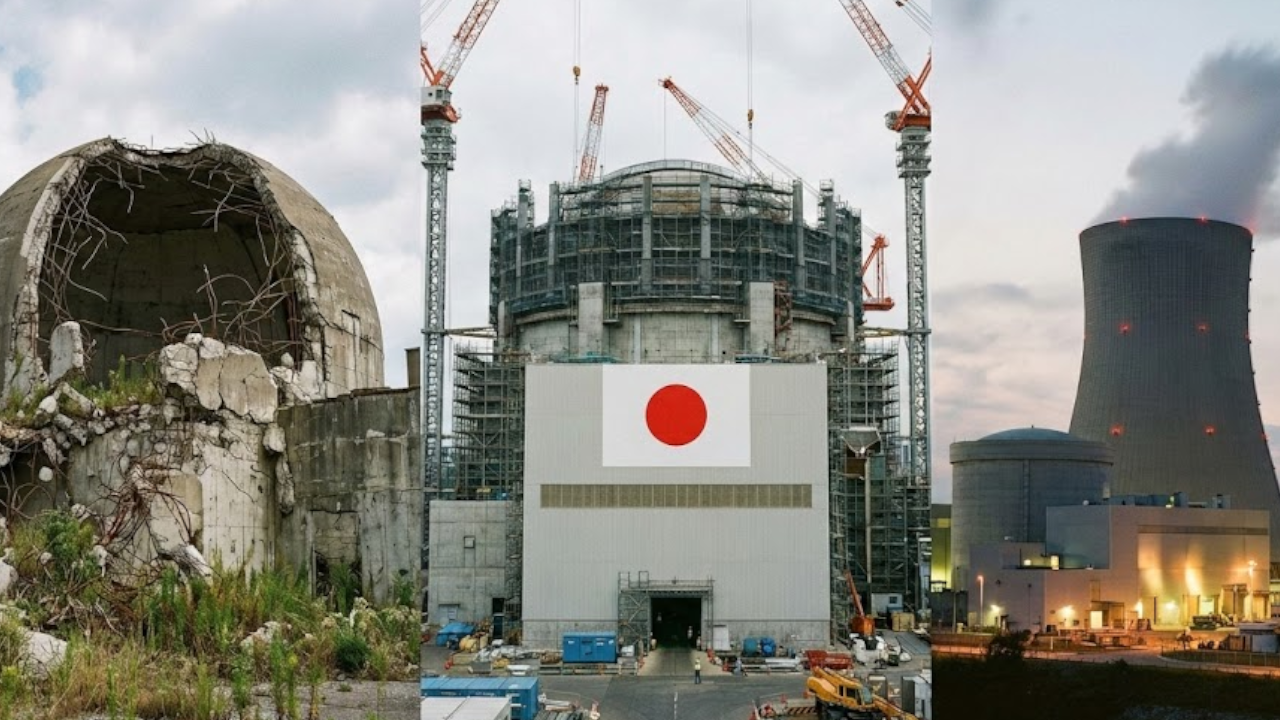 صورة رمزية لمحطة طاقة نووية يابانية مع إشارة إلى قرار إعادة التشغيل.
